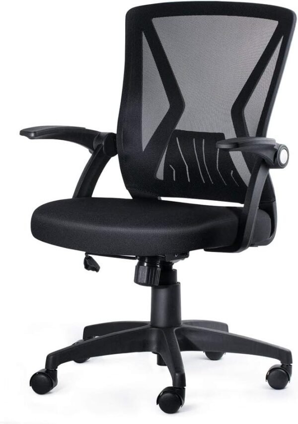 KOLLIEE Mid Back Mesh Office Chair Ergonomic Swivel Black Mesh Computer Chair