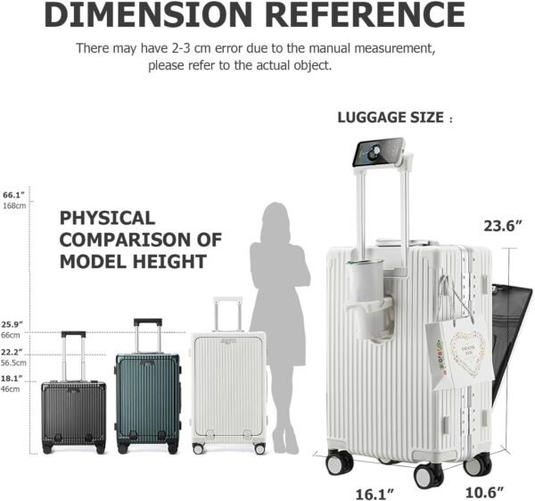 feilario 20in Aluminium Frame PC Hard Shell Spinner Wheels Luggage - Image 2